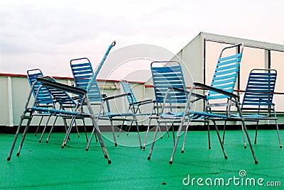 Vacant deck chairs Stock Photo