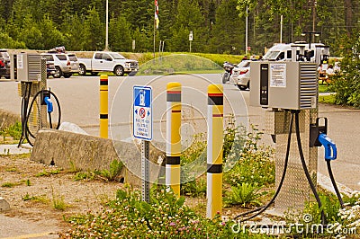 Vacant EV charging stations Editorial Stock Photo