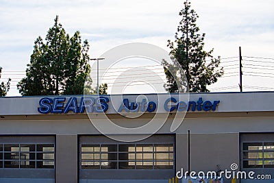 The vacant Sears Auto Center facility at at 1000 Northridge Fashion Ctr. will be the site of the Porto`s Bakery in Northridge. Editorial Stock Photo