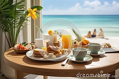 vacation breakfast in luxury hotel. AI Generated Stock Photo