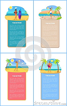 Vacation Collection of Posters Vector Illustration Vector Illustration