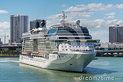 Vacation day in Miami with funny cruise ship, Florida, United States of America Editorial Stock Photo