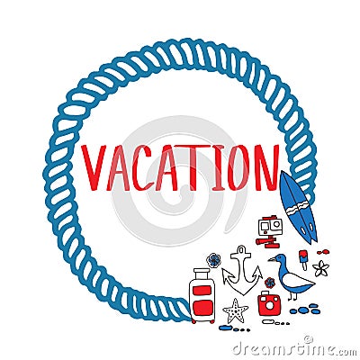 Vacation doodles frame Vector Illustration