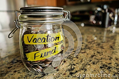 Vacation Fund Money Jar Stock Photo