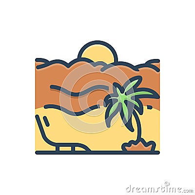 Color illustration icon for Vacation, holiday and leave Cartoon Illustration