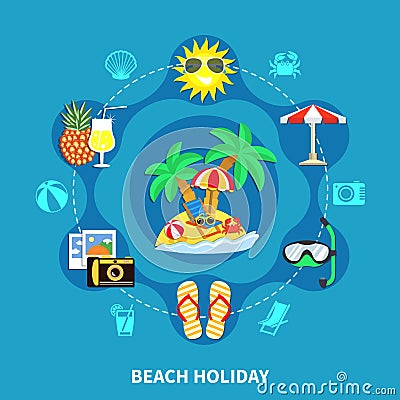 Vacation Icons Round Composition Vector Illustration