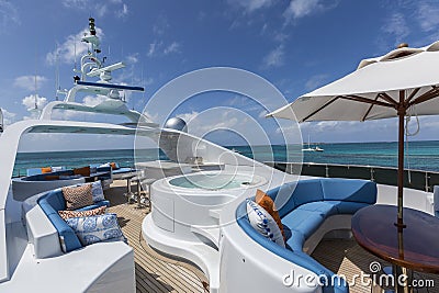 Vacation on Motor Yacht, details of Interior Luxury Yacht Editorial Stock Photo