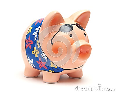 Vacation Piggy Bank Stock Photo