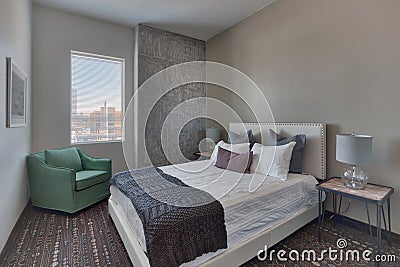 Vacation Resort Hotel Bedroom Stock Photo