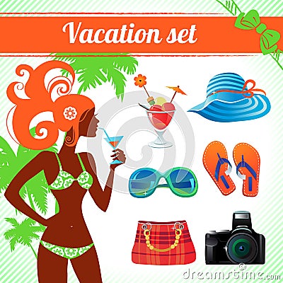 Vacation and travel icon set Vector Illustration