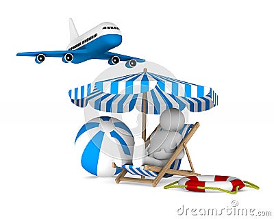 Vacation on white background. 3D image Stock Photo