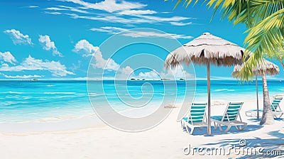 vacation white summer background Cartoon Illustration