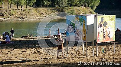 Vacationers on river Editorial Stock Photo