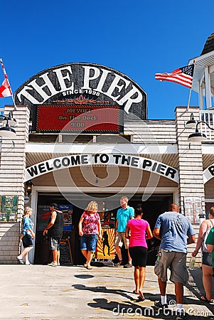 Vacationers head towards the Pier on a sunny summerâ€™s day Editorial Stock Photo