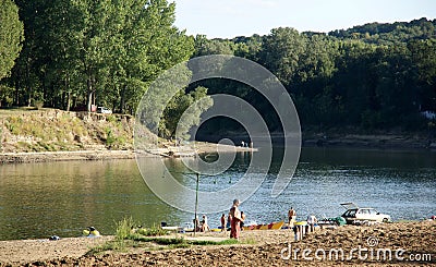 Vacationers Nistro river Editorial Stock Photo