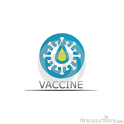 Vaccin logo medical vector antibiotic vaccination virus vaccine, design and illustration for health care Vector Illustration