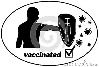 Vaccinated person protects against the virus Vector Illustration