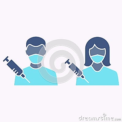 Vaccination adult glyph icon on white background. Vector illustration. Vector Illustration