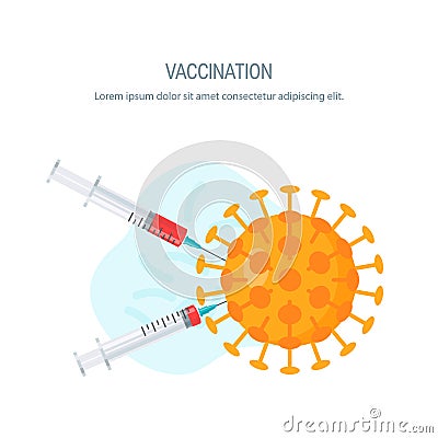 Vaccination concept, vector image in flat style Vector Illustration