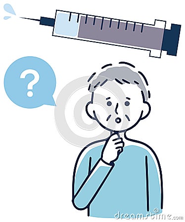 Vaccination vaccination elderly men worried Vector Illustration