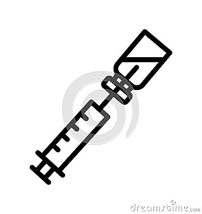 Vaccination flat line icon. Vaccine, syringe, inject, shield . Outline sign mascara for mobile concept and web design Vector Illustration