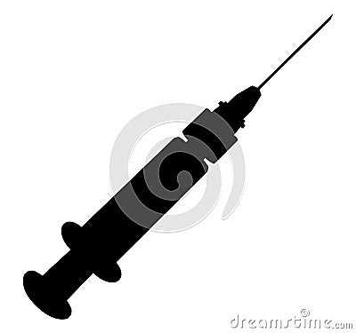 Vaccination / injection syringe, insulin syringe. Corona virus, coronavirus vaccination, covid-2019 syringe. silhouette Stock Photo