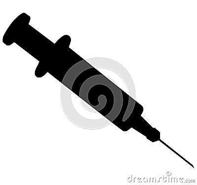 Vaccination / injection syringe, insulin syringe. Corona virus, coronavirus vaccination, covid-2019 syringe. silhouette Stock Photo