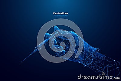 Vaccination low poly wireframe vector banner template Vector Illustration