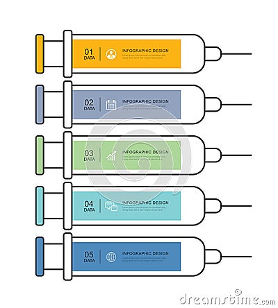 Vaccination needle abstract syringe infographic. Medical and healthcare infographic template Vector Illustration