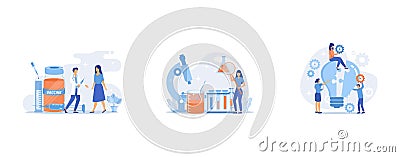 Vaccination of preteens and teens abstract concept, Science university class, Industrial design abstract concept, Vector Illustration