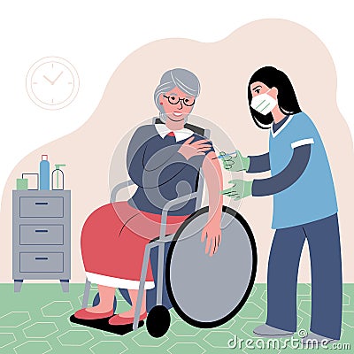 Vaccination procedureVaccination procedure. Flu shot Cartoon Illustration