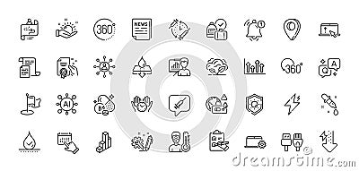 Vaccination schedule, Computer cables and Swipe up line icons pack. For web app. Line icons. Vector Vector Illustration