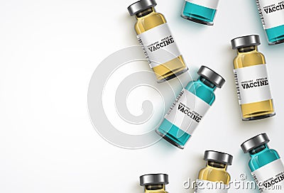 Vaccine bottle for covid-19 vector background template. Covid19 vaccine bottles Vector Illustration