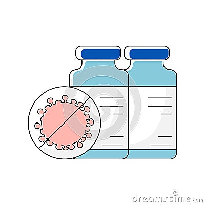 Vaccine icon vial color coronavirus Vector Illustration