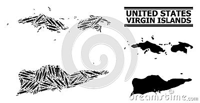 Inoculation Mosaic Map of American Virgin Islands Vector Illustration