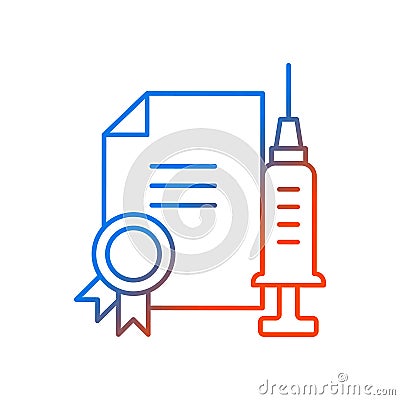 Vaccine quality certificate gradient linear vector icon Vector Illustration