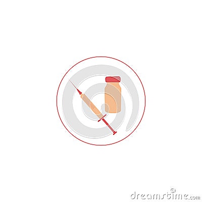 Vaccine sign. Syringe and vaccine vial flat icons. Isolated vector illustration Vector Illustration