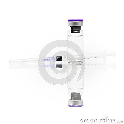 Vaccine, syringe and ampoule isolated on white background, substance used to stimulate the production of antibodies and provide Stock Photo