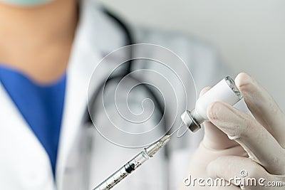 Vaccine and syringe injection for prevention, immunization and treatment from Covid-19 coronavirus Stock Photo