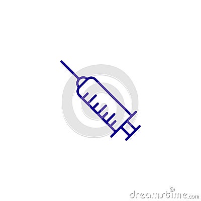 Vaccine syringe injector shot line icon. Injection tool Vector Illustration