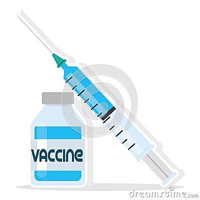 Vaccine vial and syringe Vaccination poster Vector Illustration