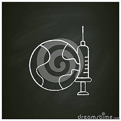 Vaccine for world chalk icon Vector Illustration