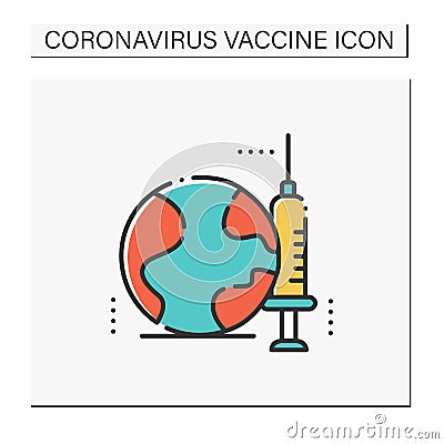 Vaccine for world color icon Vector Illustration