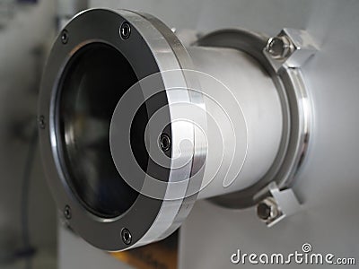 Vacuum deposition system viewport Stock Photo