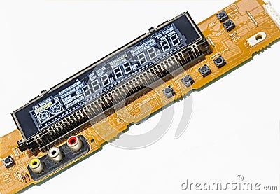 Vacuum fluorescent display VFD on a brown PCB Stock Photo