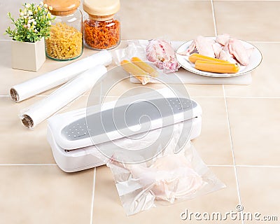 Vacuum plastic wrapper Stock Photo