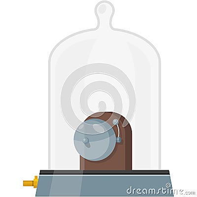 Vacuum plate with bell for physics experiment vector on white Vector Illustration