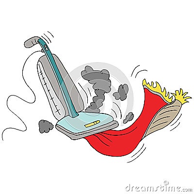 Vacuum sucking up rug Vector Illustration