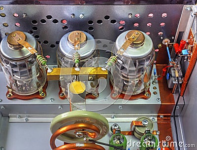 Vacuum tubes shortwave power amplifier Stock Photo