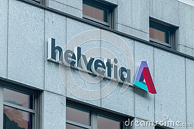 Logo and sing of Helvetia Insurance in Vaduz Editorial Stock Photo